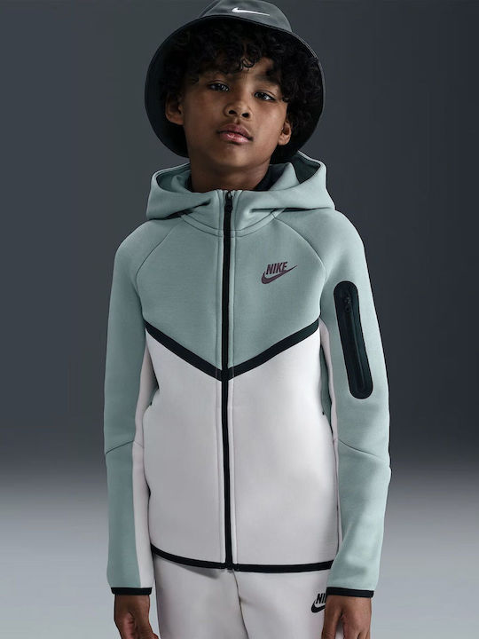 Athletic Kids Sweatshirt Cardigan Fleece with Hood White Tech Fleece Fz