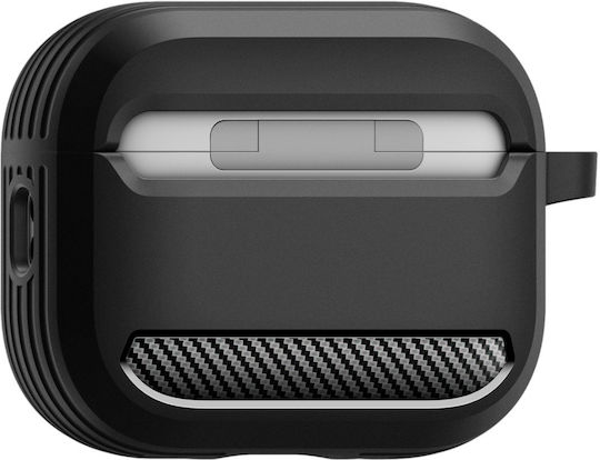 Spigen Rugged Armor Hülle Silikon mit Haken in Schwarz Farbe für Apple AirPods Pro 3