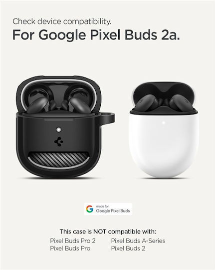Spigen Rugged Armor Θήκη με Γάντζο σε Μαύρο χρώμα για Google Pixel Buds 2a