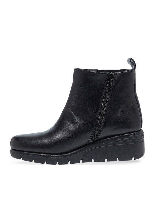 Leather Women's Ankle Boots Platform Black