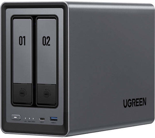 Ugreen DXP2800 & 2x Seagate IronWolf HDD 4TB NAS Tower με 2 θέσεις για HDD/SSD