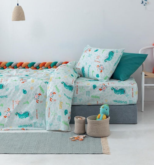 Palamaiki Sheet Set Single with Elastic Band Cotton My Kingdom Green 170x260cm 3pcs