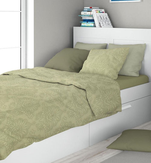 Dimcol Σετ Σεντόνια Μονά Βαμβακερά Light Olive 160x240cm 3τμχ