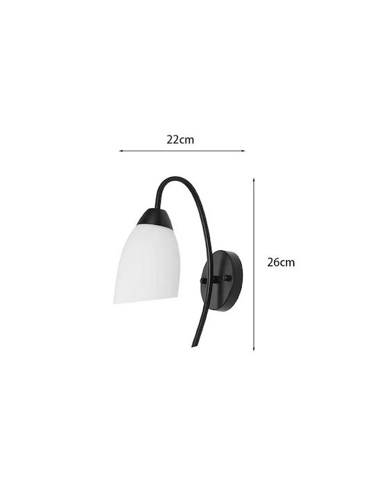 Pakketo Lamp Wall with Socket E27 Black 10cm