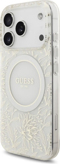Guess Iml Flowers Allover Strap Umschlag Rückseite Kunststoff / Silikon Weiß (iPhone 17 Pro)