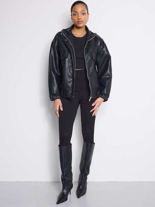 COPPEROSE Women's Short Lifestyle Artificial Leather Jacket for