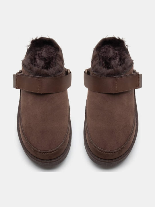 Luigi Women's Clogs with Fur Brown