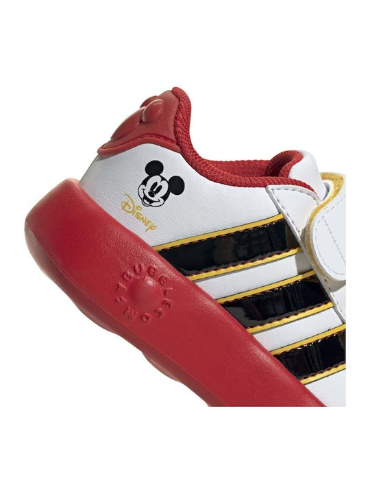 Grand Court Mickey Kids Sneakers with Scratch White