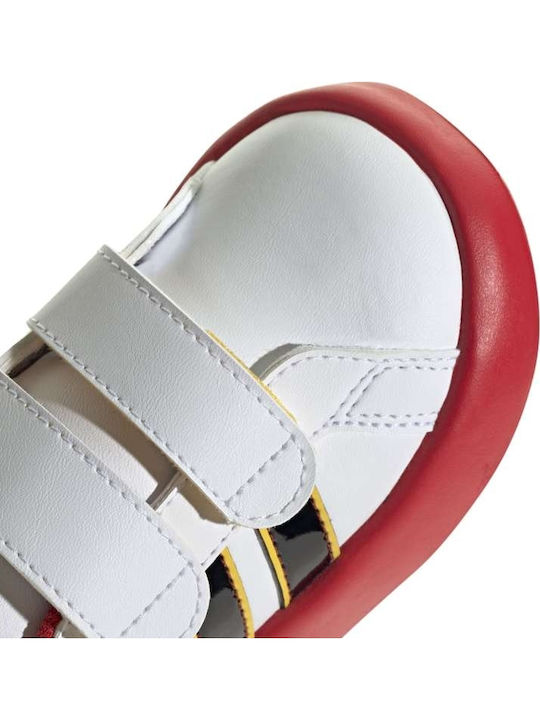 Grand Court Mickey Kids Sneakers with Scratch White