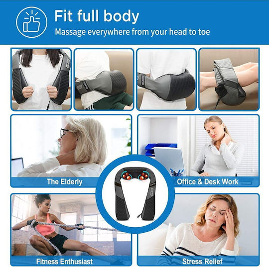 Renpho Dispozitiv de masaj Shiatsu pentru gât, spate, picioare, corp & mâini cu funcție de încălzire