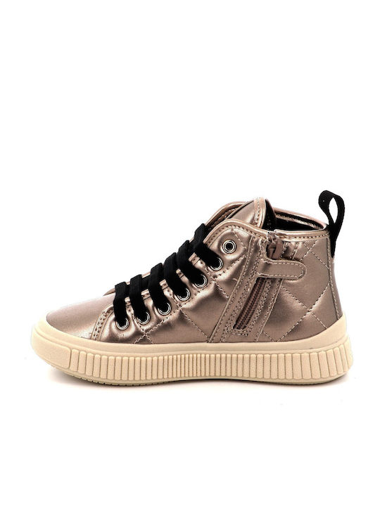 Laquinny Leather Kids Ankle Boots with Zipper Gold