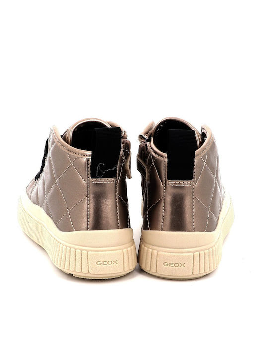 Laquinny Leather Kids Ankle Boots with Zipper Gold