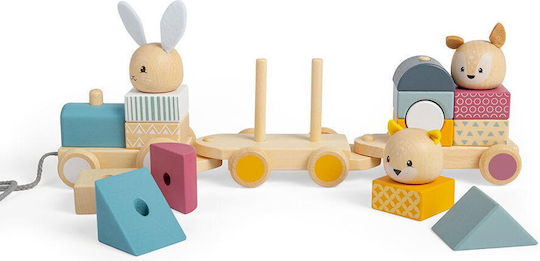 Big Jigs Дърпаща играчка Влакче от дърво за 12++ месеца