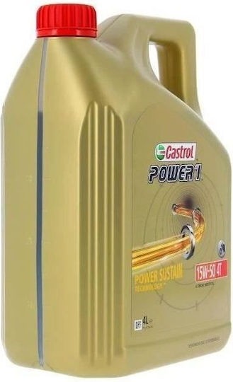 Castrol Power 1 Motorcycle Oil for Four-Stroke Engines 15W-50 4lt