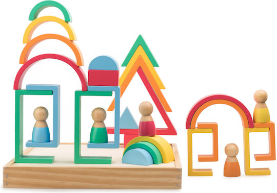 Kipod Rainbow Blocks Montessori Lernspiel Wissen aus Holz für 3+ Jahre alt Jahre