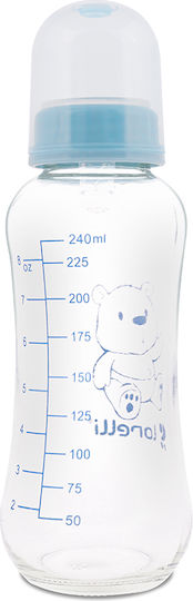 Lorelli Glas Babyflasche mit Silikon Saugflasche für 0+ Monate Blau Moonlight Blau 240ml