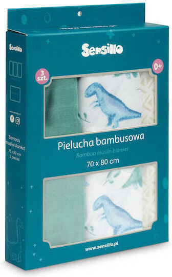 Sensillo Swaddle Wraps Green 70x80cm. 3pcs
