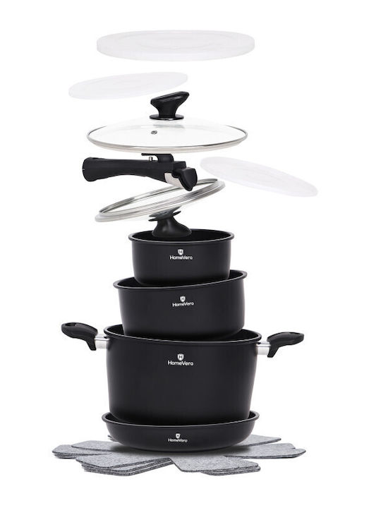 HomeVero Set de vase de gătit din oțel inoxidabil cu strat antiaderent 13buc