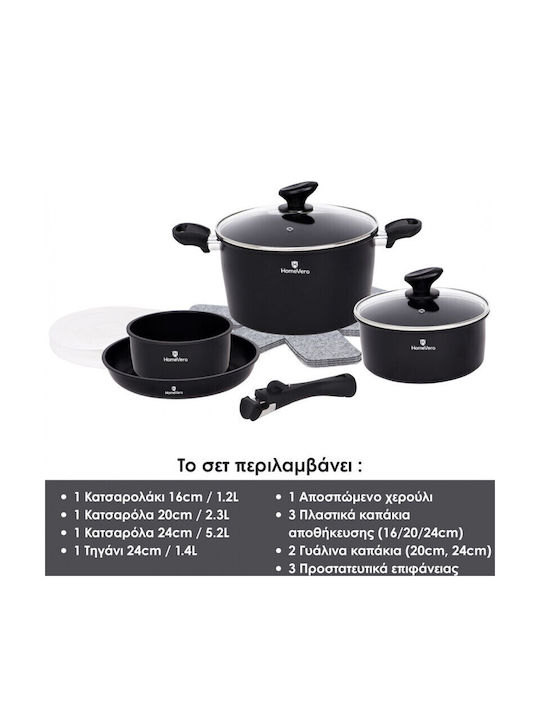 HomeVero Set de vase de gătit din oțel inoxidabil cu strat antiaderent 13buc
