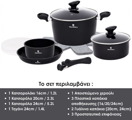 HomeVero Комплект съдове за готвене от неръждаема стомана с незалепващо покритие 4 бр