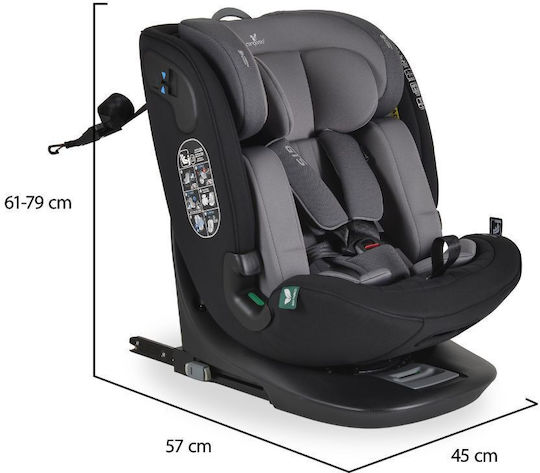Cangaroo GTS Καθισματάκι Αυτοκινήτου i-Size με Isofix Charcoal Grey