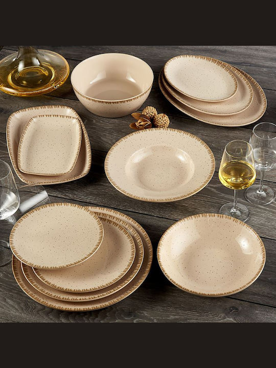 Dot Ammos Servierplatte Rechteckig aus Porzellan Beige 27x16cm 1Stück