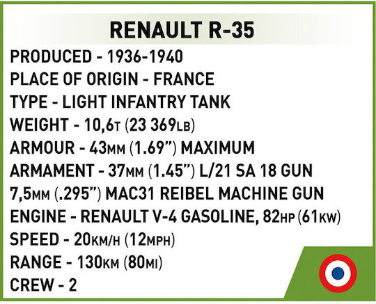 Cobi Blocuri WWII Renault R-35 258buc