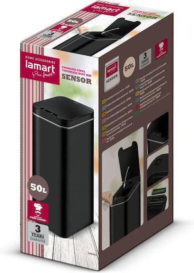 Lamart Lamart Mülleimer Aus Inox Stahl Mit Sensor Schwarz 50l