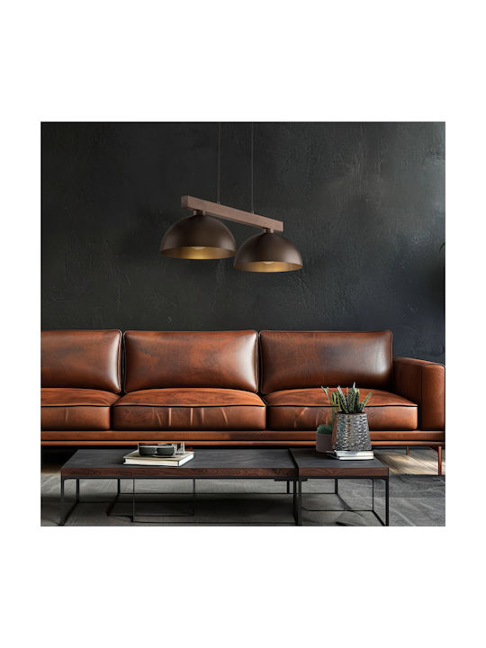 TK Lighting Oslo Κρεμαστό Φωτιστικό Καφέ LED Ράγα 83εκ.