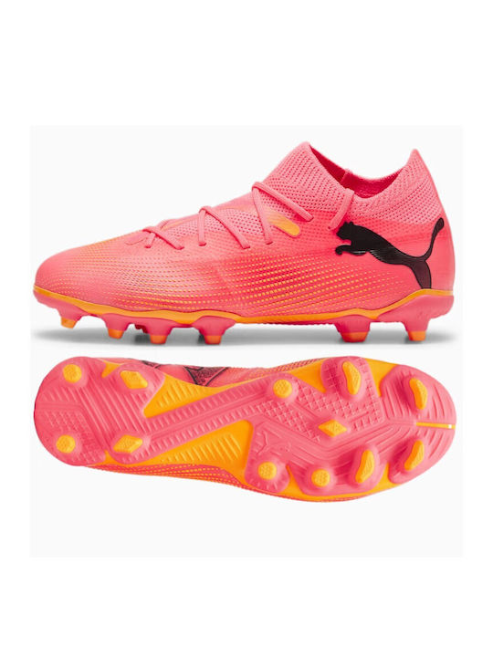 Future 7 Match FG/AG Kids Soccer Cleats & Shoes with Molded Pink Outsole