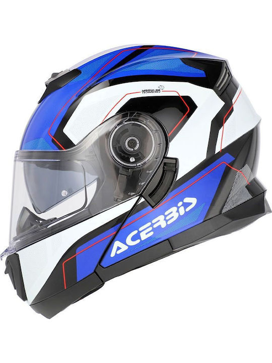 Acerbis Serel Blue / White Cască Moto Flip-Up ECE 22.05 1550gr cu Sunvisor