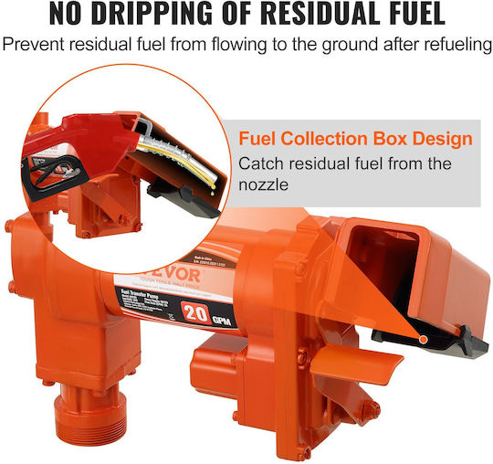 Vevor Fuel Transfer Pump 12V DC 20 GPM 1/4 HP High Flow Cast Iron Gasoline Extractor Pump Fuel Collection Box Design Gasoline Diesel Kerosene Ethanol & Methanol Blends Biodiesel