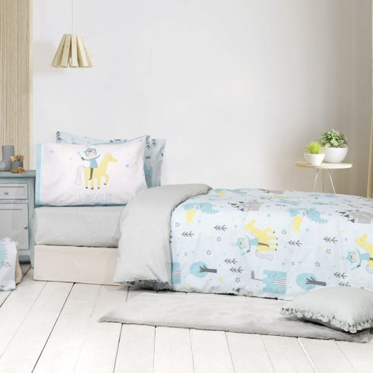 Nima Set Kids Duvet Cover Single with Pillowcase Cotton Light Blue 160x240cm