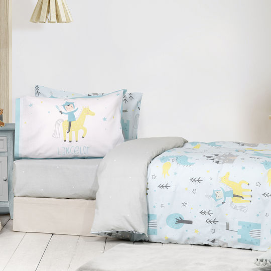 Nima Set Kids Duvet Cover Single with Pillowcase Cotton Light Blue 160x240cm