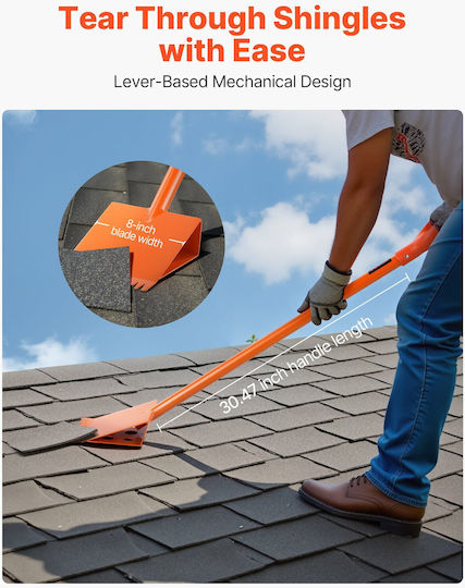 Vevor Roof Tile Shovel 4 Pieces Roof Tile Ripper D Handle High Hardness 45# Steel Lightweight Easy Roof Tearing Nail Tool Ideal for Commercial Home Use Orange
