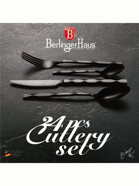 Berlinger Haus Mirror Σετ Μαχαιροπίρουνα Ανοξείδωτα Μαύρα 24τμχ