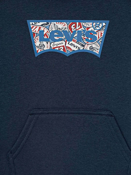Kids Sweatshirt with Hood and Pockets Navy Blue Batwing