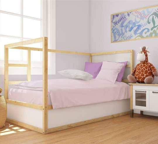 Dimcol Bebe Solid Бебешки Чаршаф За Количка Памук с Ластик Лилав 70x140бр