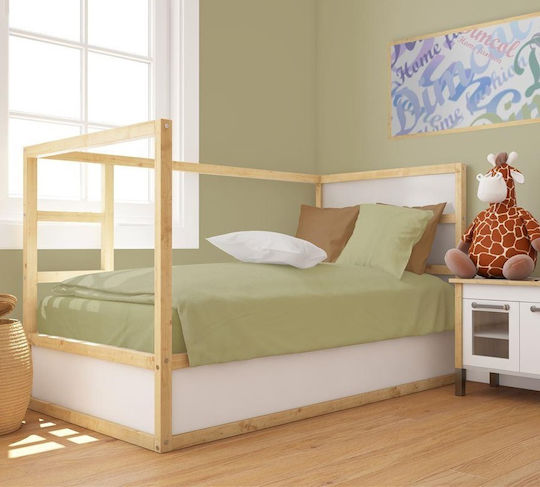 Dimcol Bebe Solid Комплект Бебешки Чаршафи За Количка Памучни Зелени 120x160бр 3бр