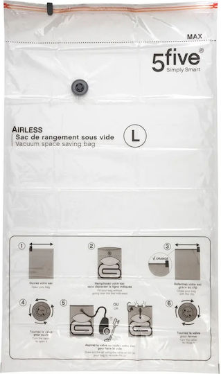 5Five F-V Vac Bag Πλαστική Σακούλα Αποθήκευσης Ρούχων Αεροστεγής και με Κενό Αέρος 120x70x120cm