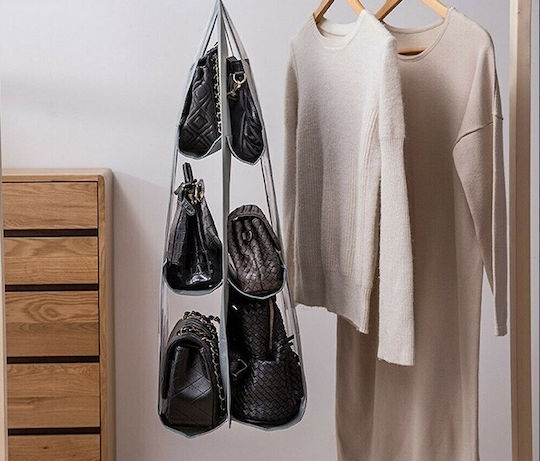 TnS Fabric Hanging Storage Case for Bags in Gray Color 35x82cm 1pcs