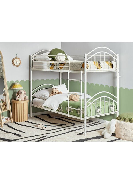 Kids Bed Bunk Single White for Mattress 90x200cm