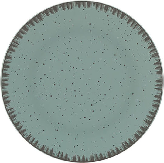 Dot Plate Shallow made of Porcelain Green with Diameter 23cm 6pcs