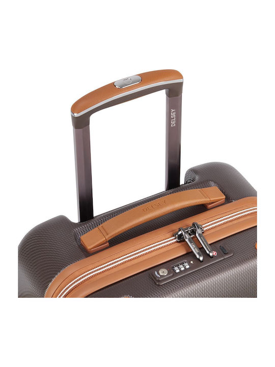 Delsey Chatelet Air 2.0 Cabin Hard Brown Suitcase With 4 Wheels Height 55cm