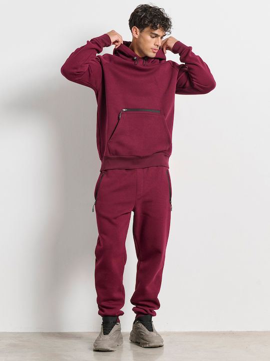 Sweatshirt with Hood Burgundy