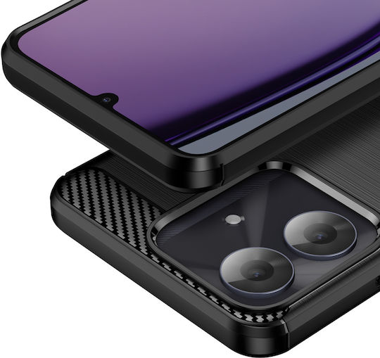 Avizar Case Realme Note 60 In Silicone Carbon Effect Brushed Texture Black
