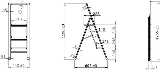 Weiße Klappleiter Wenko Aluminium Höhe 127 cm