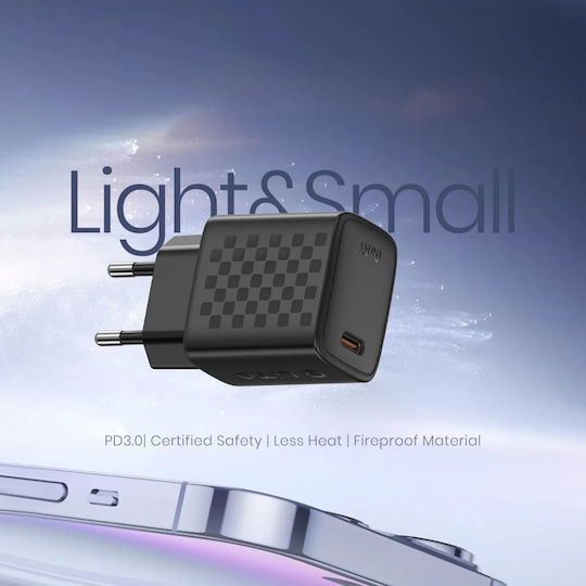 Lito Φορτιστής GaN με Θύρα USB-C και Καλώδιο USB-C - USB-C 30W Power Delivery Μαύρος (LC17)
