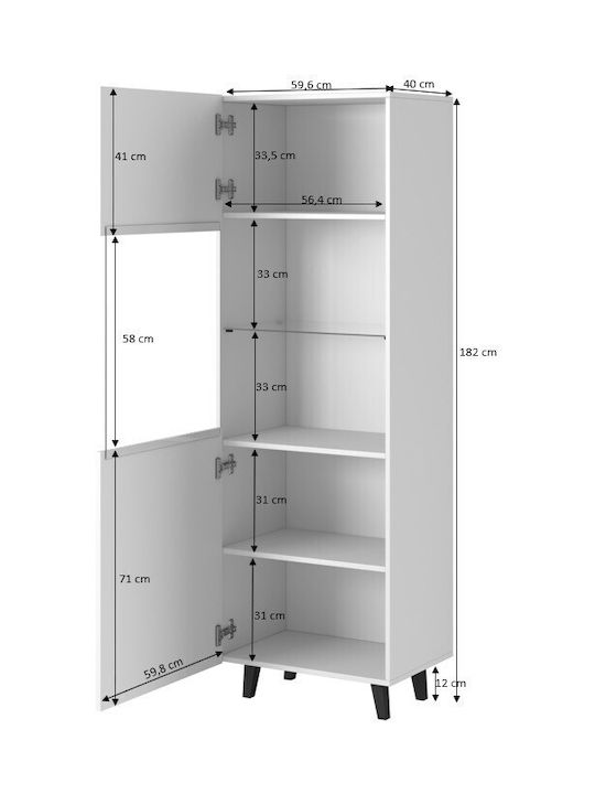 Пафос Витрина за дневна от ПДЧ Бяла 40x60x182см