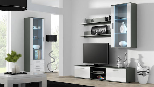 Soho Vitrină de Sufragerie cu Montare pe Podea din Placă Aglomerată Sz/bi cu Geam 29x60x115cm